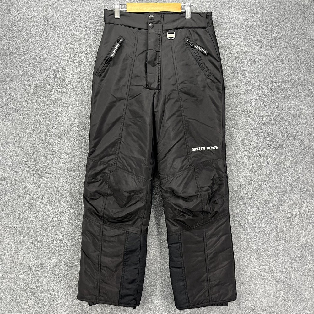 Sunice Snow Pants kids size 12 Black Lined Nylon Ski‎ Snowboard pockets